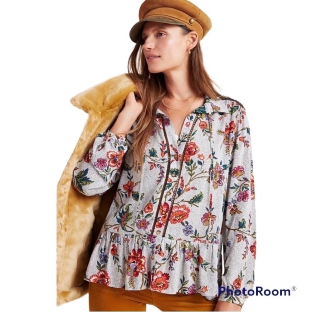 Maeve Janie Flounced 70s-inspired long sleeves Peasant Blouse from Anthropologie